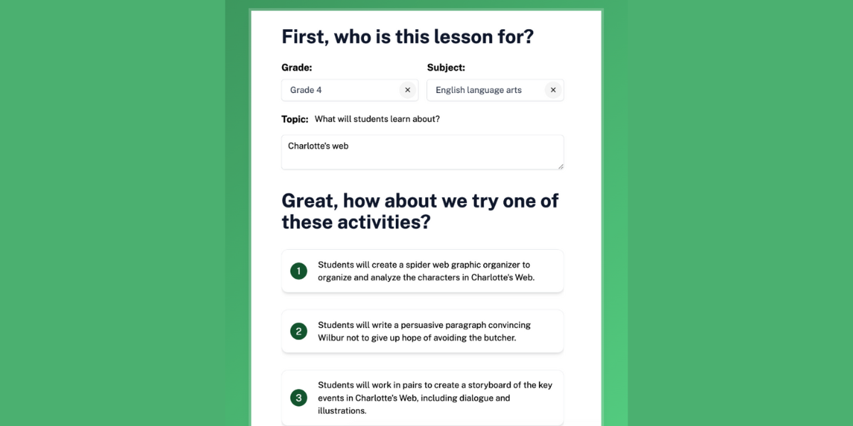 Lesson Robot AI free tool for teacher lesson planning